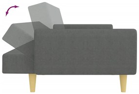 Sofá-cama de 2 lugares c/ apoio de pés tecido cinzento-escuro