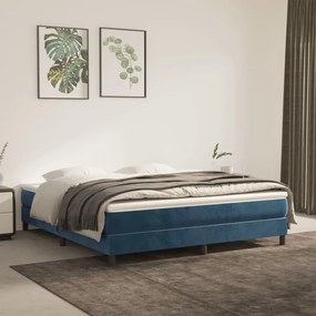 Estrutura de cama sem colchão 160x200 cm veludo azul-escuro