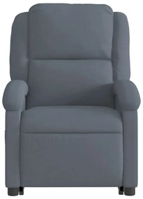 Poltrona massagens elevatória elétrica veludo cinzento-escuro