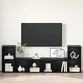 Conjunto de móvel de TV 4 pcs Carvalho Preto 72 x 35 x 36.5 cm