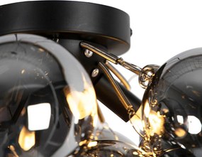 Candeeiro de teto inteligente preto com vidro fumê incl. 4 G9 Wi-Fi - Uvas