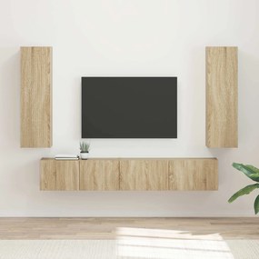 vidaXL Conjunto de móvel de TV Montado na parede 3 pcs Carvalho Sonoma