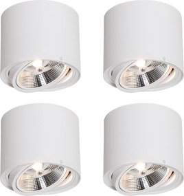 Conjunto de 4 focos de teto modernos brancos rotativos e inclináveis AR111 - Rondoo Up