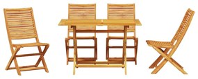 Conjunto de Jantar de Jardim Manual 5 pcs Madeira Natural Médio