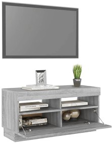 Móvel de TV com luzes LED 80x35x40 cm sonoma cinzento