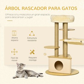 PawHut Árvore Arranhadora para Gatos Ø60x99 cm com Caverna Triangular