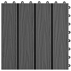 Ladrilho pavimento relevo profundo 11 pcs WPC 1m² preto