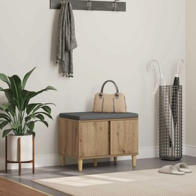 vidaXL Banco de Hall com almofada Carvalho Artesanal 60 x 38 x 46 cm