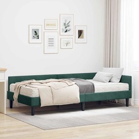 vidaXL Estrutura de Cama de Canto com Colchão 2 pcs Verde Veludo