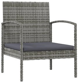 16 pcs conjunto lounge de jardim c/ almofadões vime PE cinzento