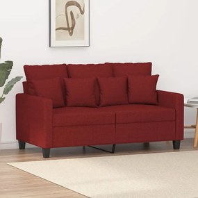 vidaXL Sofá de 2 lugares tecido 120 cm vermelho tinto