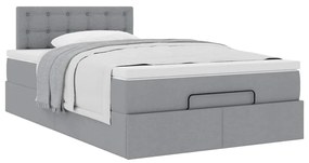 Cama otomana com colchão 120x200 cm tecido cinzento claro