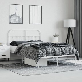 Estrutura de cama com cabeceira 120x190 cm metal branco