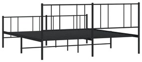 Estrutura de cama com cabeceira e pés 200x200 cm metal preto