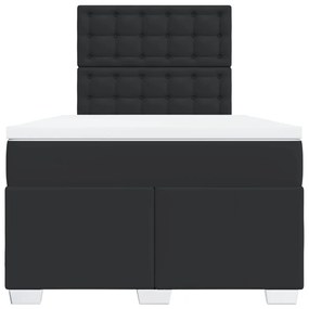 Cama com molas/colchão 120x200 cm couro artificial preto