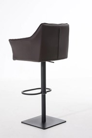 Banco de bar Damaso em couro sintético e estrutura preta 64 x 88-113 x 45 cm Castanho