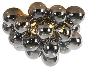Candeeiro de teto design preto com vidro fumê 6 luzes - Uvas Art Deco,Design