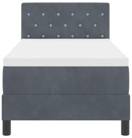 Cama Box Spring com Colchão Cinza Escuro 80x200 cm Veludo
