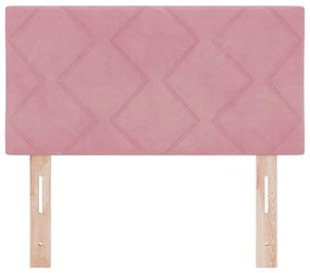 Cabeceira LED - Design de Blocos de Diamante Rosa 80 cm em Veludo