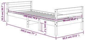 Cama sem colchão 90x190 cm madeira de pinho maciça castanho-mel