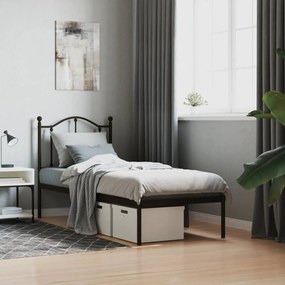 Estrutura de cama metal s/ colchão c/ cabeceira 75x190 cm preto
