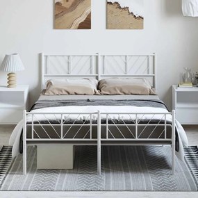 Estrutura de cama com cabeceira e pés 150x200 cm metal branco