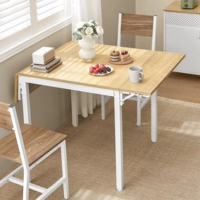 Mesa de jantar para 2-4 pessoas dobrável carvalho natural cor branco