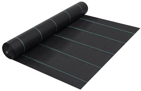 vidaXL Tela para controlo de ervas e raízes PP 2x25 m preto