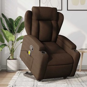 Poltrona reclinável massagens tecido castanho