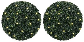 vidaXL Bolas artificiais de buxo com luzes LED 2 pcs verde 52 cm