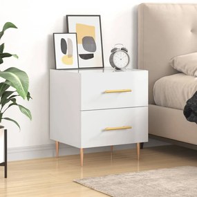 vidaXL Mesa de cabeceira derivados de madeira branco brilhante