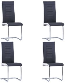 vidaXL Cadeiras de jantar cantilever 4 pcs couro artificial preto