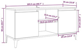 Móvel de TV com pernas em metal 103,5x35x50 cm carvalho sonoma