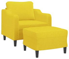 Poltrona com apoio de pés 60 cm tecido amarelo-claro