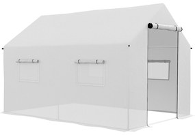 Outsunny Estufa tipo Túnel 2x3x2 m Estufa de Exterior com 4 Janelas de Malha e Porta com Fecho de Correr Estufa para Cultivos Anti UV Branco | Aosom Portugal
