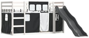 Beliche com escorrega e cortinas 90x200 cm branco e preto
