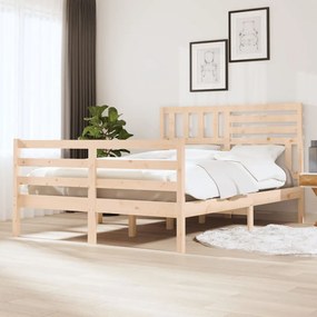 vidaXL Estrutura de cama casal 135x190 cm madeira maciça