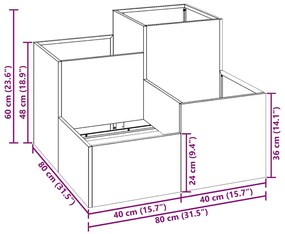 Jardineira vidaXL 80x80x60 cm Aço Galvanizado