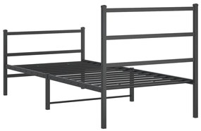 Estrutura de cama com cabeceira e pés 90x190 cm metal preto