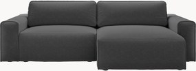 Sofá-cama de canto em chenille com arrumação Victor (3 lugares)
