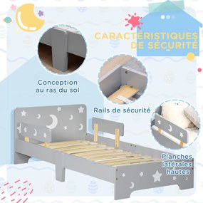 Cama para crianças dos 3 aos 6 anos 143 x 76 x 49 cm (COLCHÃO NÃO INCLUIDO), com design de estrelas e lua, base de ripas incluída, para quartos modern