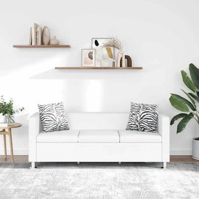 vidaXL Sofá de 3 lugares couro artificial branco