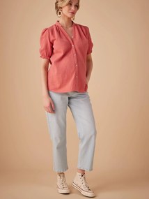 Blusa de grávida em gaze de algodão, da ENVIE DE FRAISE rosa-velho