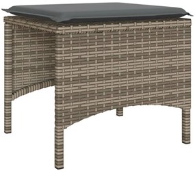 Sofá de jardim de 2 lugares com mesa e bancos vime PE cinzento