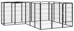 vidaXL Parque p/ cães c/ 18 painéis 50x100 cm aço revestido a pó preto