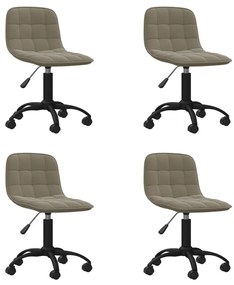 vidaXL Cadeiras de jantar giratórias 4 pcs veludo cinzento-claro