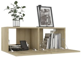 7pcs conjunto de móveis de TV derivados madeira carvalho sonoma