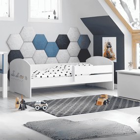 Cama infantil Luk dinossauros 140x70 branca - colchão e estrado incluído