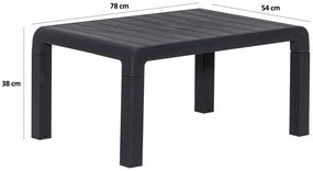 Conjunto de Jardim Antracite – 2 Sofás de 1 Lugar e Mesa de Centro – D