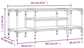 Móvel de TV 121x35x45cm derivados madeira/ferro carvalho fumado